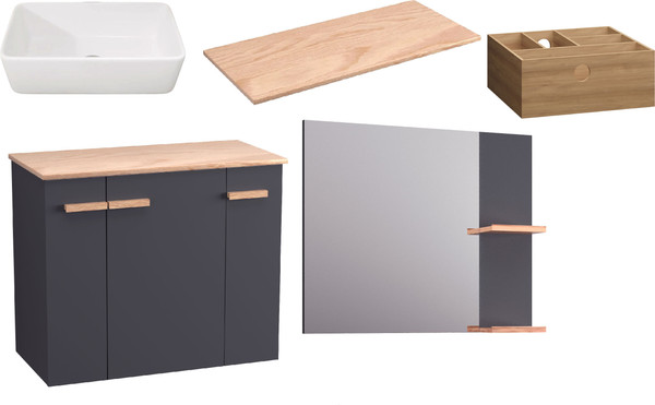 Комплект мебели для ванной Lauter Adri тумба, столешница, раковина 21674A - фото