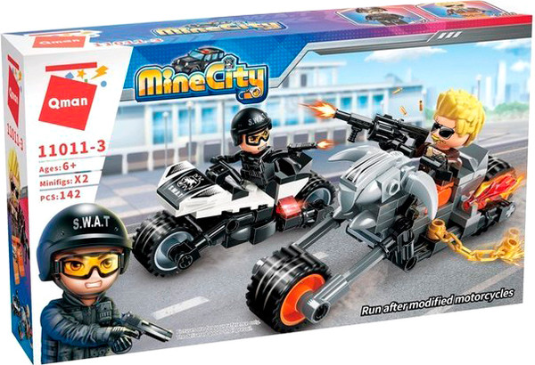 Конструктор инерционный Qman Противостояние на мотоциклах / 11011q/11011-3 - фото