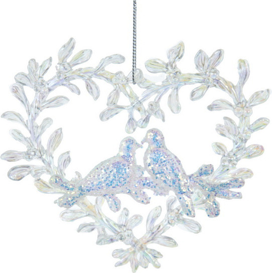 Елочная игрушка Kurt S. Adler Christmas 2025 Голуби в сердце / T3753 - фото