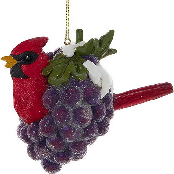 Елочная игрушка Kurt S. Adler Christmas 2025 Красный кардинал и виноград / E0911_3 - фото