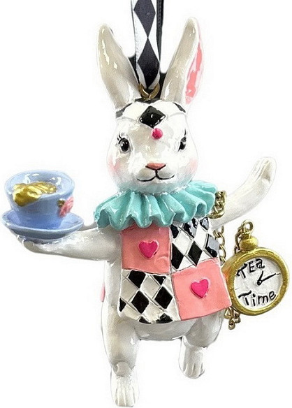Елочная игрушка Kurt S. Adler Christmas 2025 Кролик с чашкой и часами / ZCI25227_3 - фото