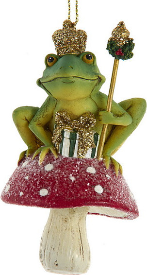 Елочная игрушка Kurt S. Adler Christmas 2025 Лягушка на грибе / E1047 - фото