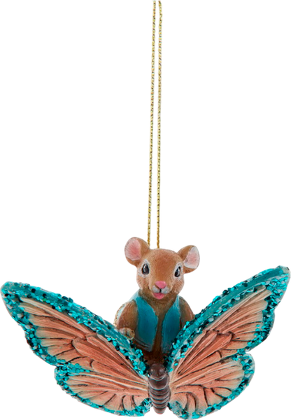Елочная игрушка Kurt S. Adler Christmas 2025 Мышка на бабочке / E1085 - фото
