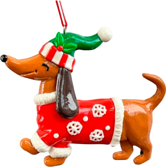 Елочная игрушка Kurt S. Adler Christmas 2025 Новогодняя такса / ZCI25211 - фото