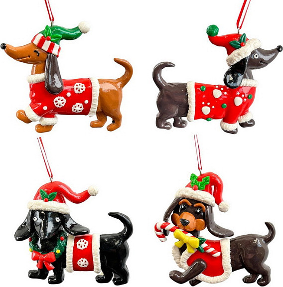 Елочная игрушка Kurt S. Adler Christmas 2025 Новогодняя такса / ZCI25211