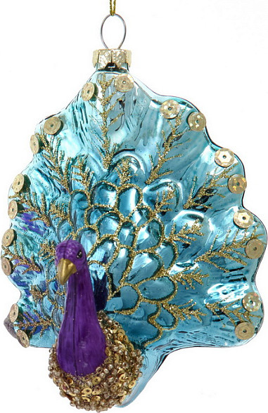 Елочная игрушка Kurt S. Adler Christmas 2025 Павлин с голубым хвостом / T3835_2 - фото