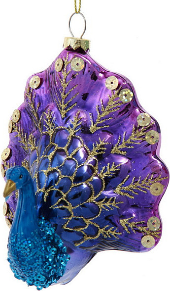 Елочная игрушка Kurt S. Adler Christmas 2025 Павлин с фиолетовым хвостом / T3835_1 - фото