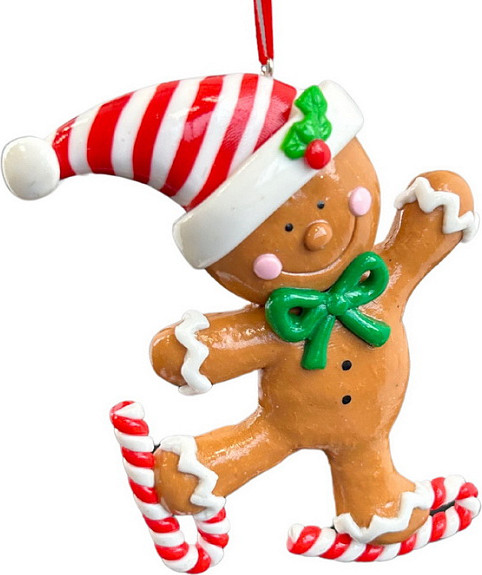 Елочная игрушка Kurt S. Adler Christmas 2025 Пряничный человечек на лыжах / ZCI25168 - фото