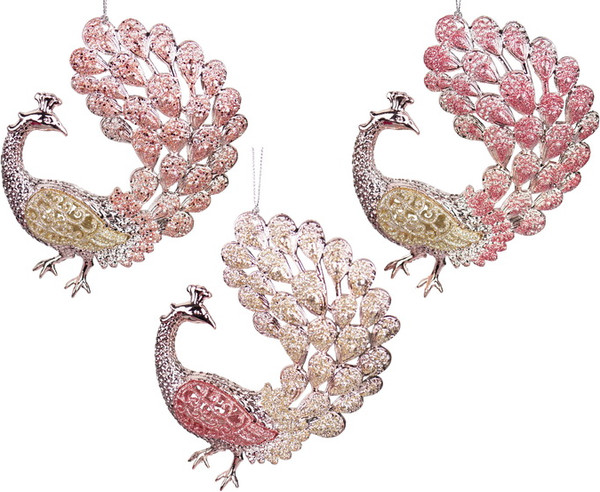 Елочная игрушка Kurt S. Adler Christmas 2025 Розовый Павлин / ZCI2292