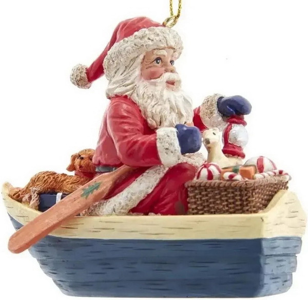 Елочная игрушка Kurt S. Adler Christmas 2025 Санта в лодке / D3891 - фото