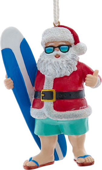 Елочная игрушка Kurt S. Adler Christmas 2025 Серфер Санта / D4684 - фото