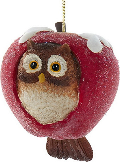 Елочная игрушка Kurt S. Adler Christmas 2025 Сова и яблоко / E0911_2 - фото