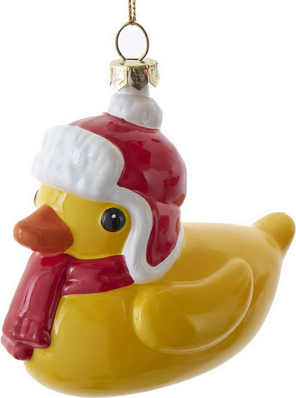 Елочная игрушка Kurt S. Adler Christmas 2025 Утка в шапке-ушанке / D4673_2 - фото