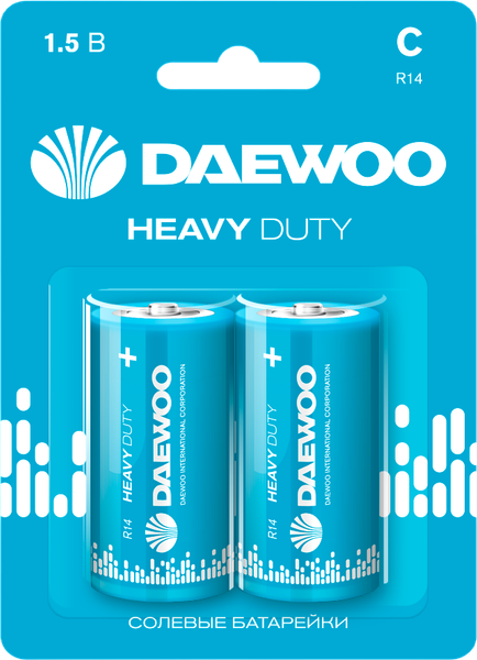 Комплект батареек Daewoo Heavy Duty R14 BL-2 24/192 / 5029422 - фото