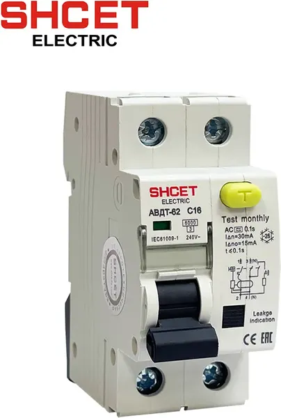 Дифференциальный автомат SHCET АВДТ-62 1Р+N 40А 30мА (6кА) тип А / S0003320 - фото