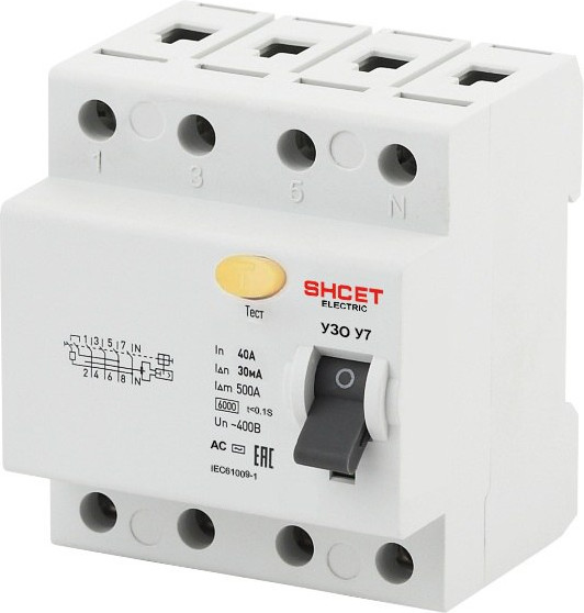 Устройство защитного отключения SHCET УЗО 4Р 100А 300мА У7 / S0000407