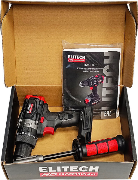 Аккумуляторная дрель-шуруповерт Elitech CD 20BL2 / 205726