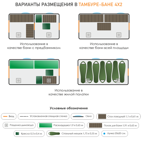 Тамбур для палатки Берег 4х2 УП