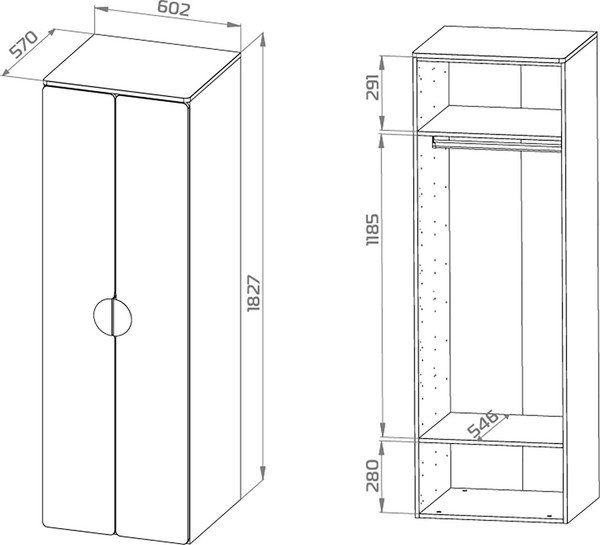 Шкаф Mebelain Пикси 180 со штангой