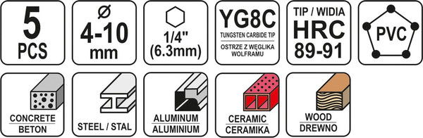 Набор сверл Yato YT-44789