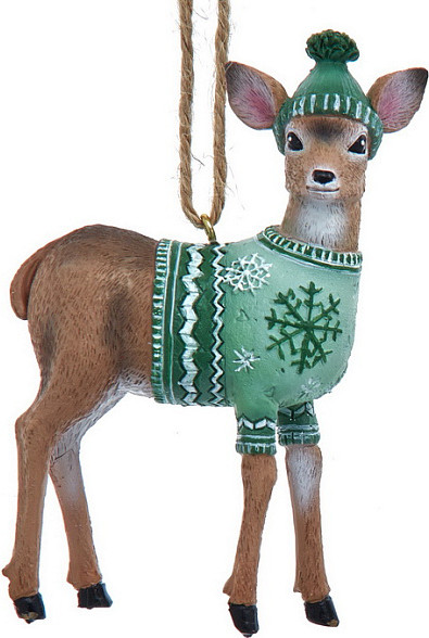Елочная игрушка Kurt S. Adler Christmas 2025 Олень в свитере и шапке / D4675_1 - фото