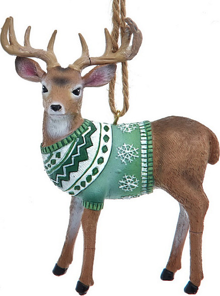 Елочная игрушка Kurt S. Adler Christmas 2025 Олень с рогами в свитере / D4675_2 - фото