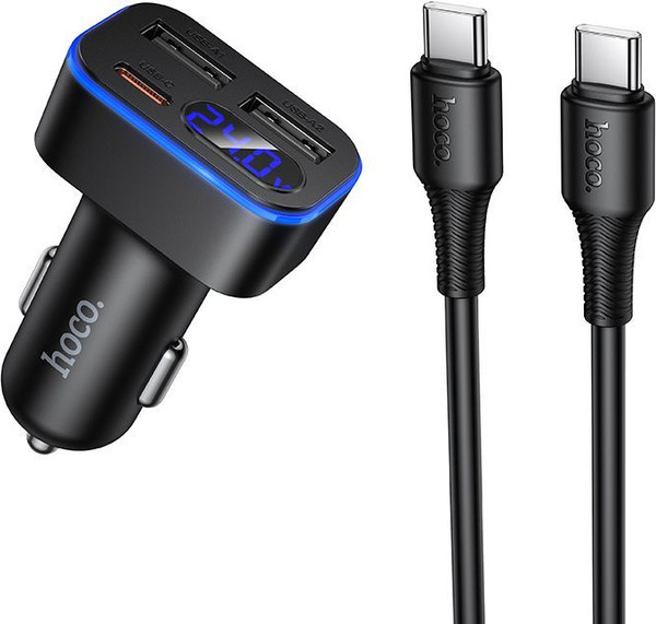 Зарядное устройство автомобильное Hoco Z63A + кабель Type-C-Type-C - фото
