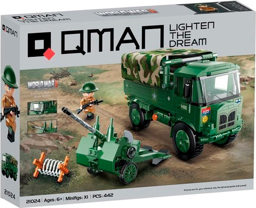Конструктор Qman Военный грузовик с пушкой / 21024q - фото