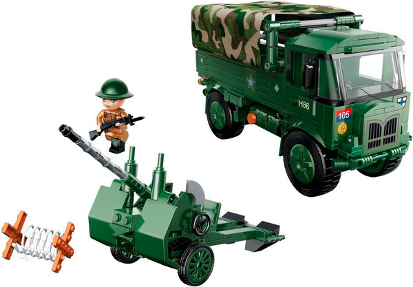 Конструктор Qman Военный грузовик с пушкой / 21024q