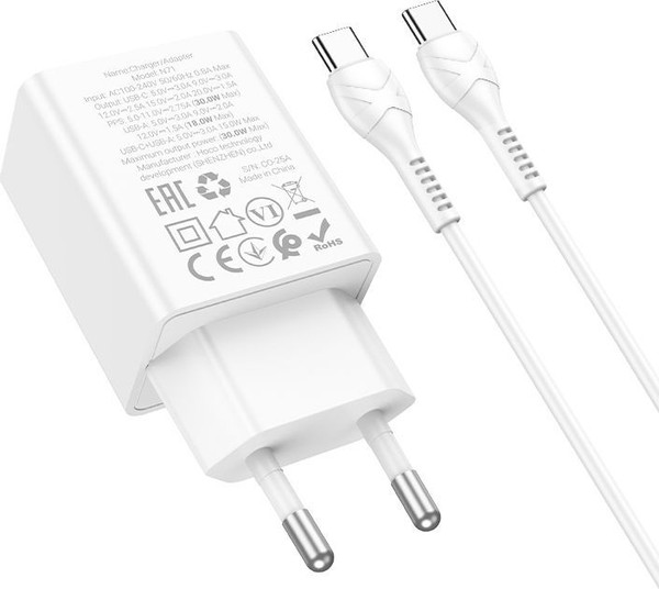 Зарядное устройство сетевое Hoco N71+кабель Type C-Type-C - фото