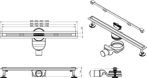Трап для душа Roxen Slim GunMetal 91060-120GM