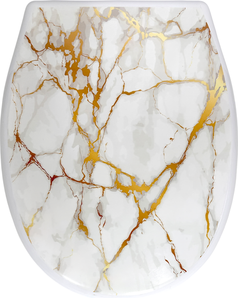 Сиденье для унитаза Еврокомфорт Океан Lux Белый мрамор с рисунком 003768 - фото