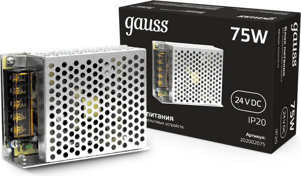 Блок питания для светодиодной ленты Gauss 75W 24V IP20 / 202002075