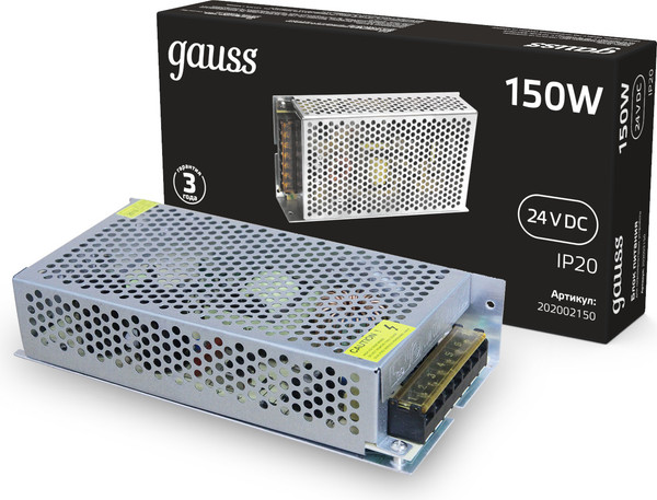 Блок питания для светодиодной ленты Gauss 150W 24V IP20 / 202002150