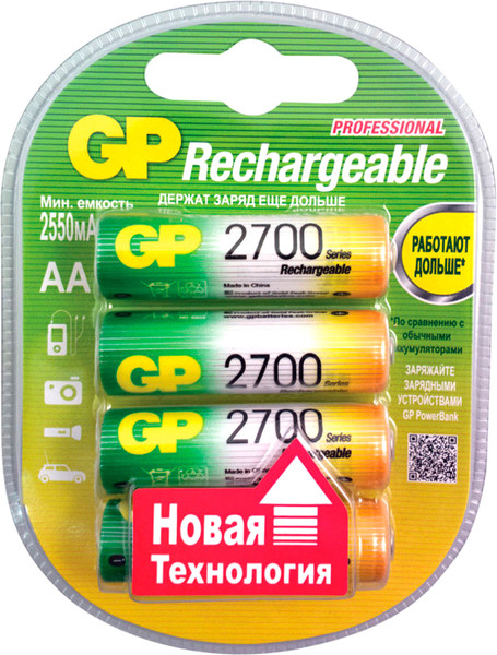 Комплект аккумуляторов GP Batteries R6 2700mAh 270AAHC/R6 Ni-MH / 270AAHC/R6/4 - фото