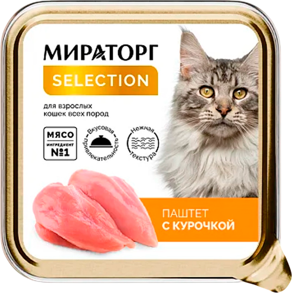 Влажный корм для кошек Мираторг Selection Паштет с курочкой - фото