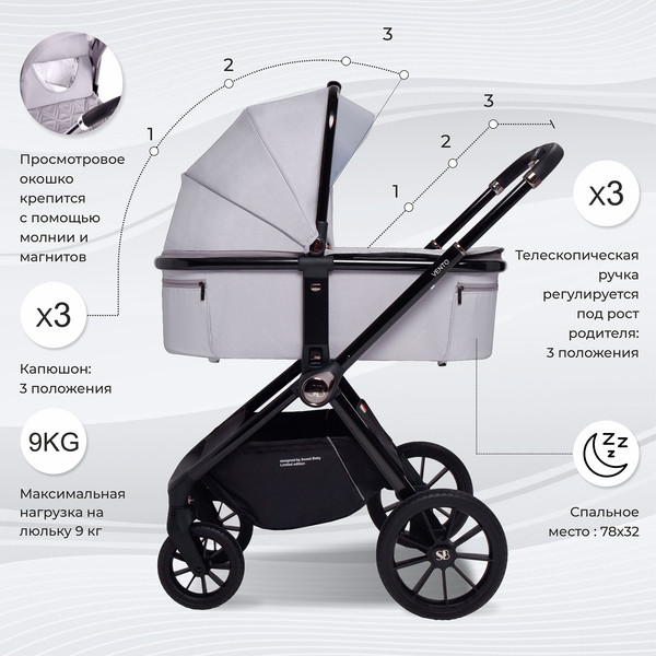 Детская универсальная коляска Sweet Baby Vento 3в1