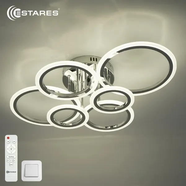 Люстра Estares Europa 80W 6R-IRC-675x480x175-CHROME/WHITE-220-IP20 - фото