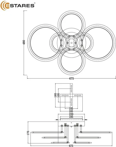 Люстра Estares Europa 80W 6R-IRC-675x480x175-CHROME/WHITE-220-IP20