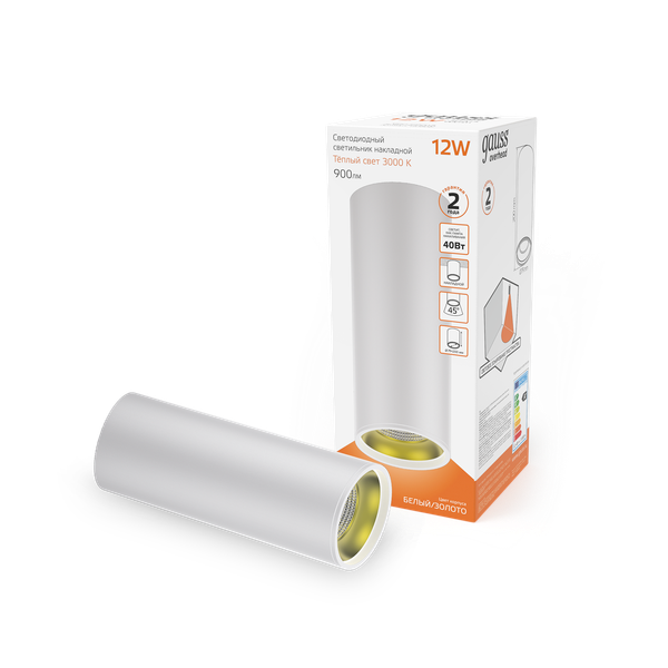 Точечный светильник Gauss Overhead 12W 900lm 3000K 170-240V IP20 / HD012