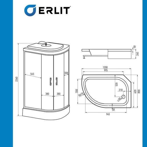 Душевая кабина Erlit ER351226R-C2-RUS