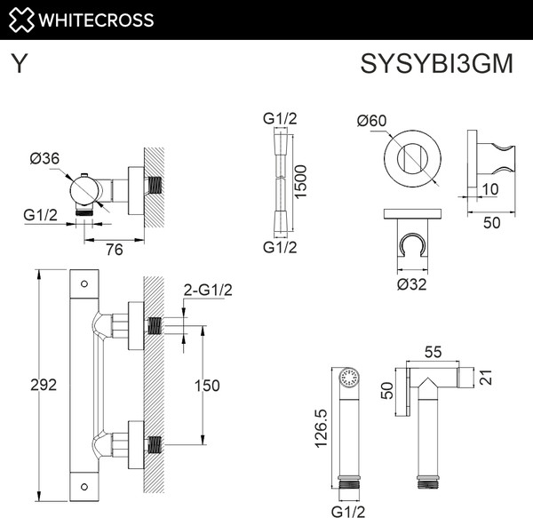 Гигиенический душ со смесителем Whitecross SYSYBI3GM