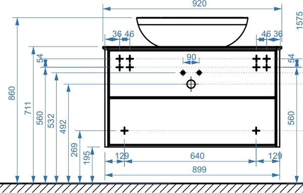 Тумба с умывальником Belux Джаз НП 90-02 + Дубай Д-570