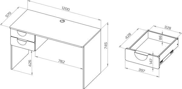 Письменный стол Mebelain Пикси 120х57х75
