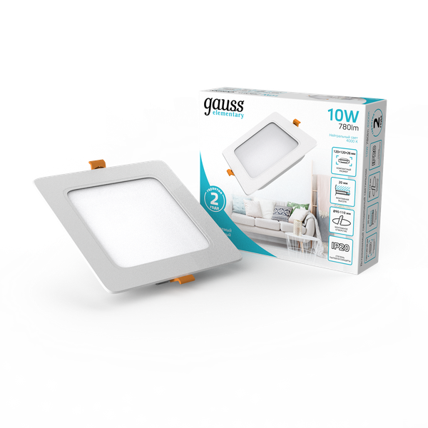 Точечный светильник Gauss Elementary Downlight 10W 780lm 4000K IP20 120x26 / 998420209