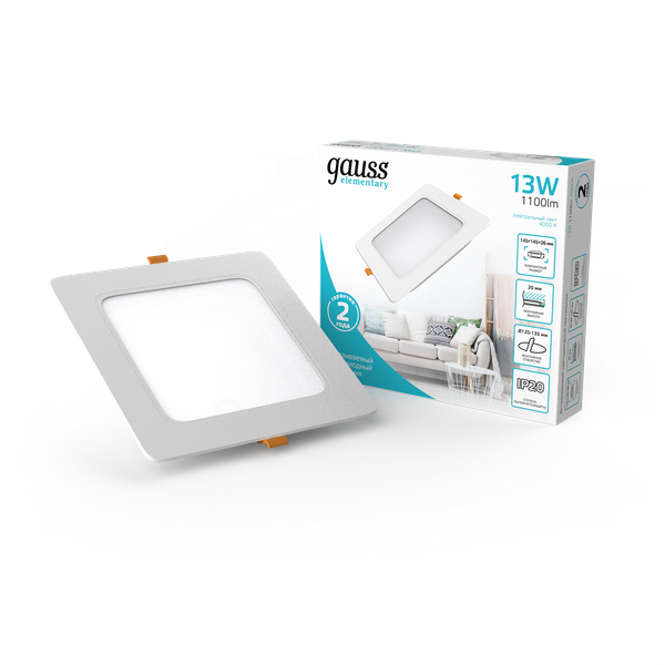 Точечный светильник Gauss Elementary Downlight 13W 1100m 4000K IP20 145x26 / 997420212