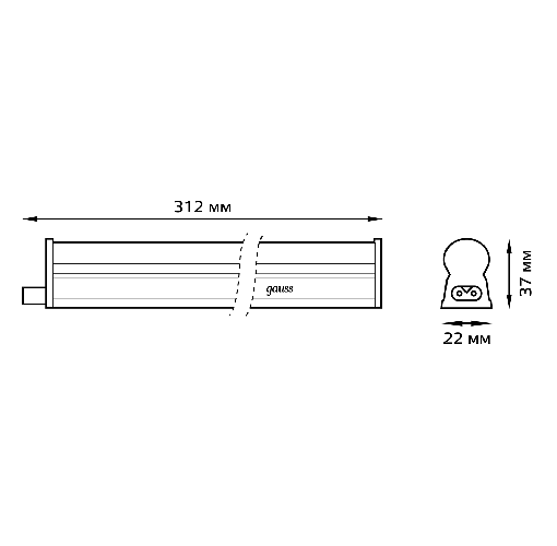Светильник линейный Gauss TL 5W 440lm 6500K IP20 312x22x37 LED / 130511305