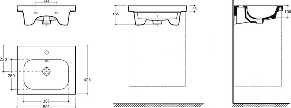 Умывальник Керамин Эридан 50 ФС с/о с1 Фаянсовый с креплением