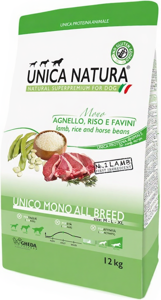 Сухой корм для собак Unica Natura Mono для средних и крупных пород ягненок - фото