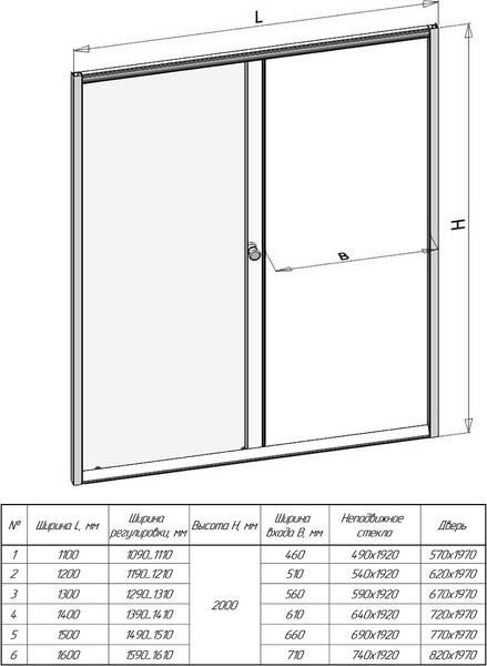 Душевая дверь Radomir Вита 1400 / 1-63-6-0-0-1100